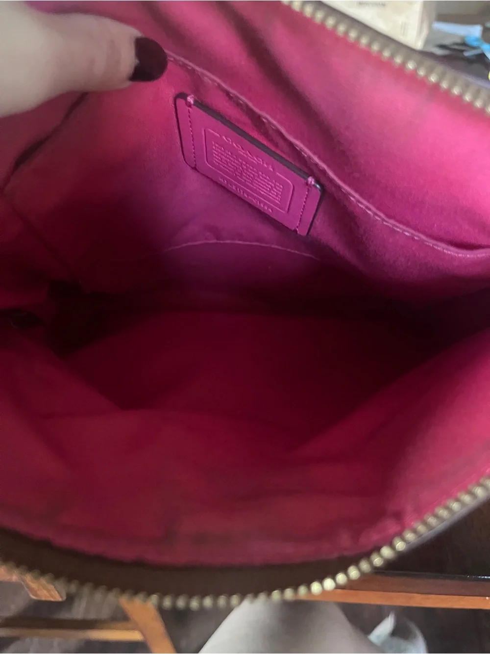 Coach Rowan File Bag Signature Khaki Bold Pink Crossbody C1554